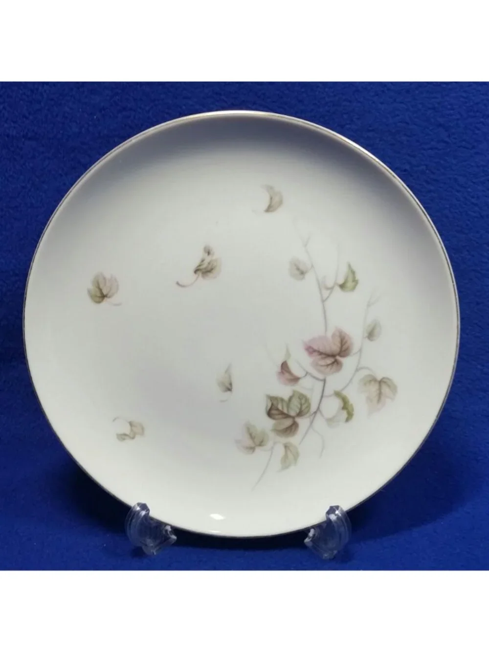 Vintage Yamaka Breeze Salad Plate 674 Pink Brown and Green Leaves 1950's MCM